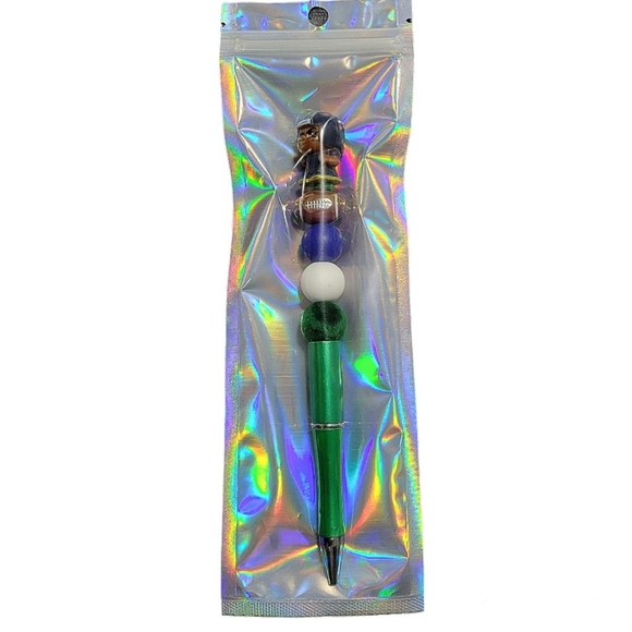 Seahawks NFL Quarterback Teenymates Custom Beaded Ballpoint Twist Pen Green - Picture 4 of 6